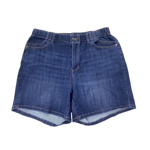 Judy Blue Pants - Judy Blue Denim Shorts 2X Mega Stretch Elastic Waist Blue Jean Dark JB150275 7"L